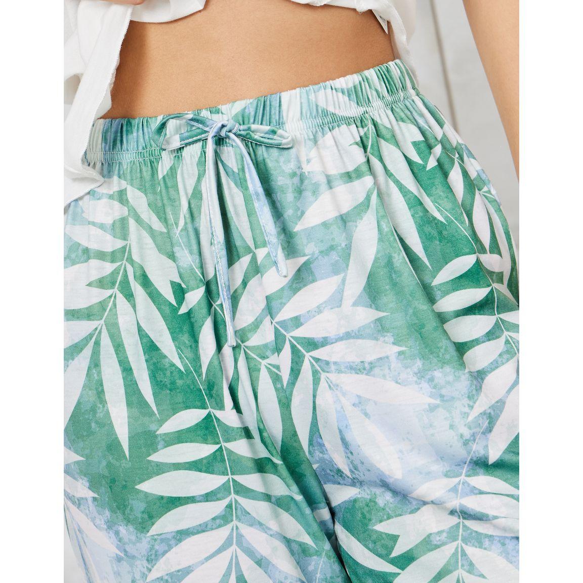 Styli Unwind Ruffle Hem Vest & Leafy Palm Print Pyjama Set-women-clothing-nightwear-pyjamas-longsets-image-6