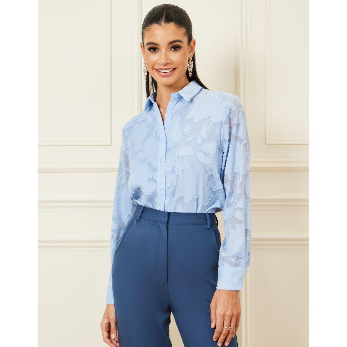 Styli Jacquard Oversized Shirt with Long Sleeves-women-clothing-shirtsandblouses-shirts-image-1