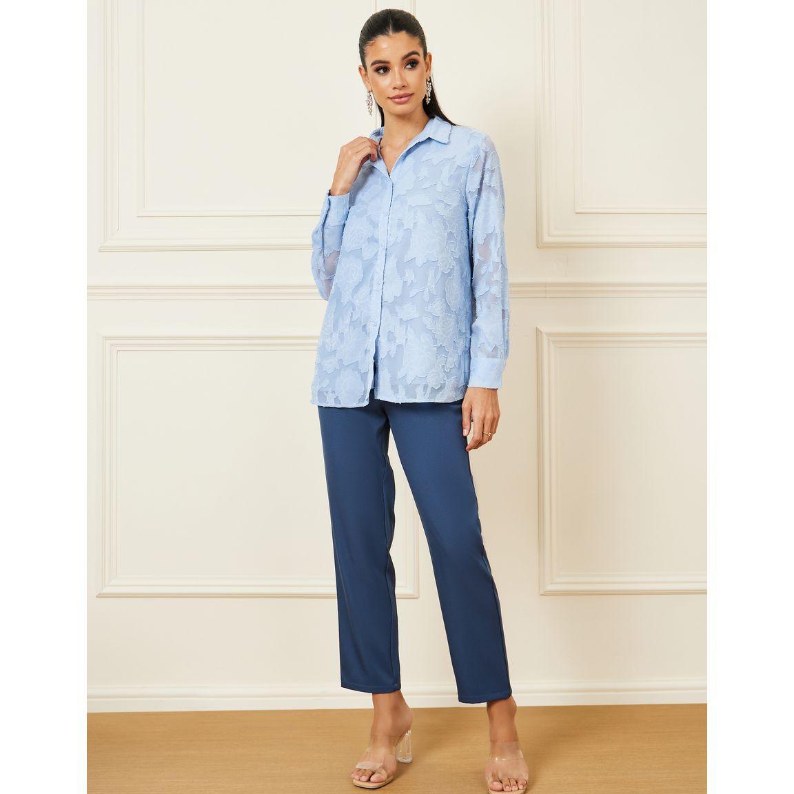 Styli Jacquard Oversized Shirt with Long Sleeves-women-clothing-shirtsandblouses-shirts-image-3
