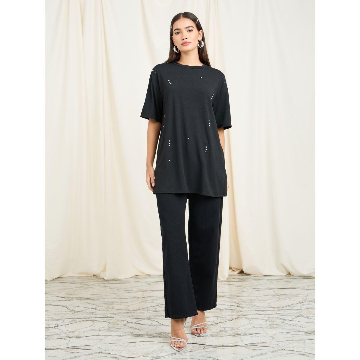 Styli Oversized Embellished Longline T-shirt-women-clothing-tshirts-image-2