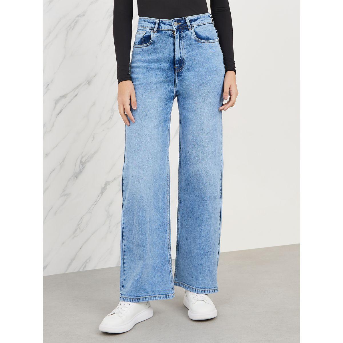 جينز بارجل واسعة وتفاصيل مشطوفة-women-clothing-bottoms-jeans-image-1