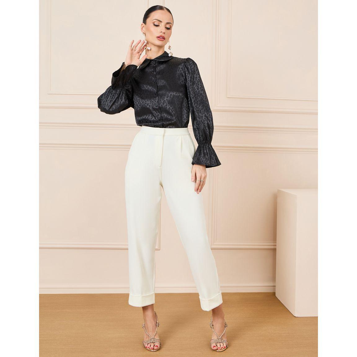Styli Jacquard Satin Shirt with Bell Sleeve-women-clothing-shirtsandblouses-shirts-image-3