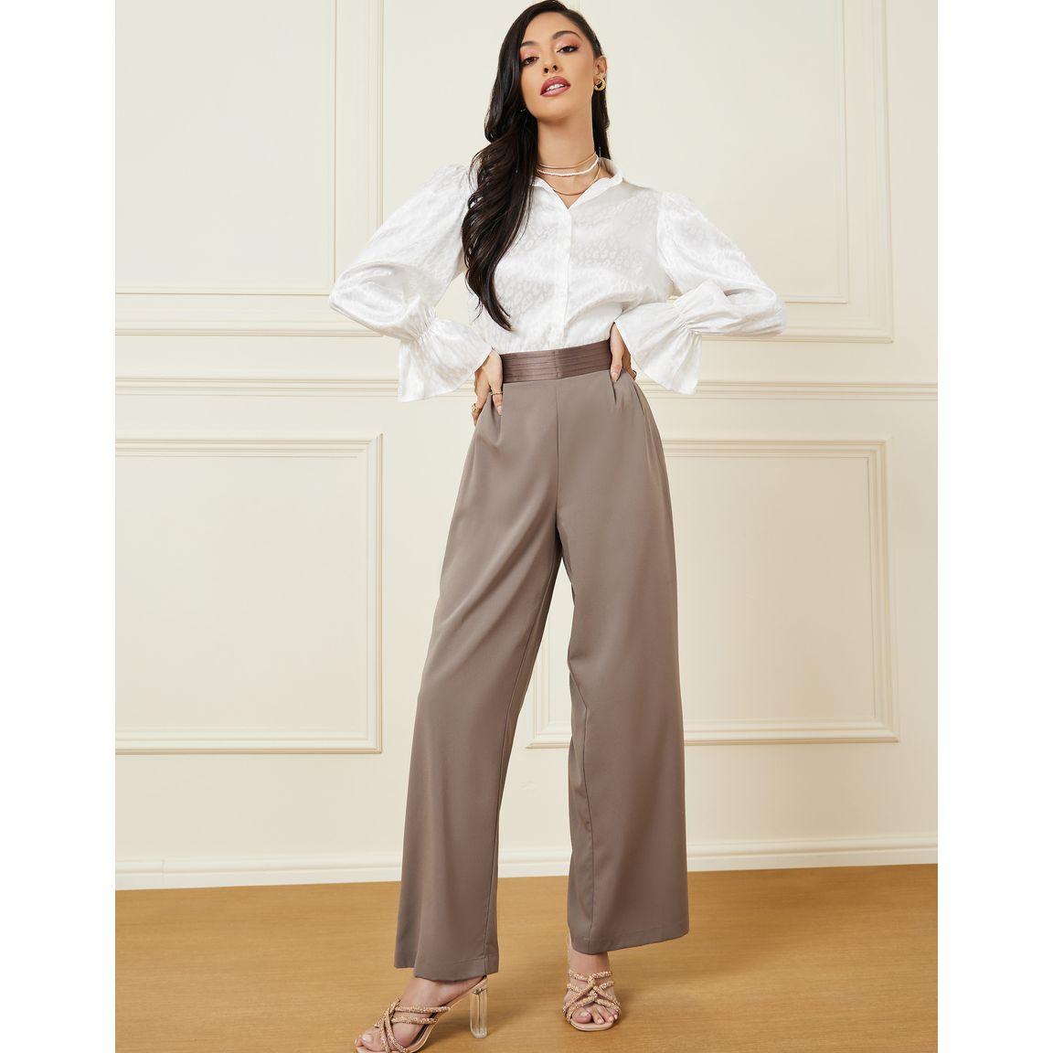 Styli Jacquard Satin Shirt with Bell Sleeve-women-clothing-shirtsandblouses-shirts-image-2