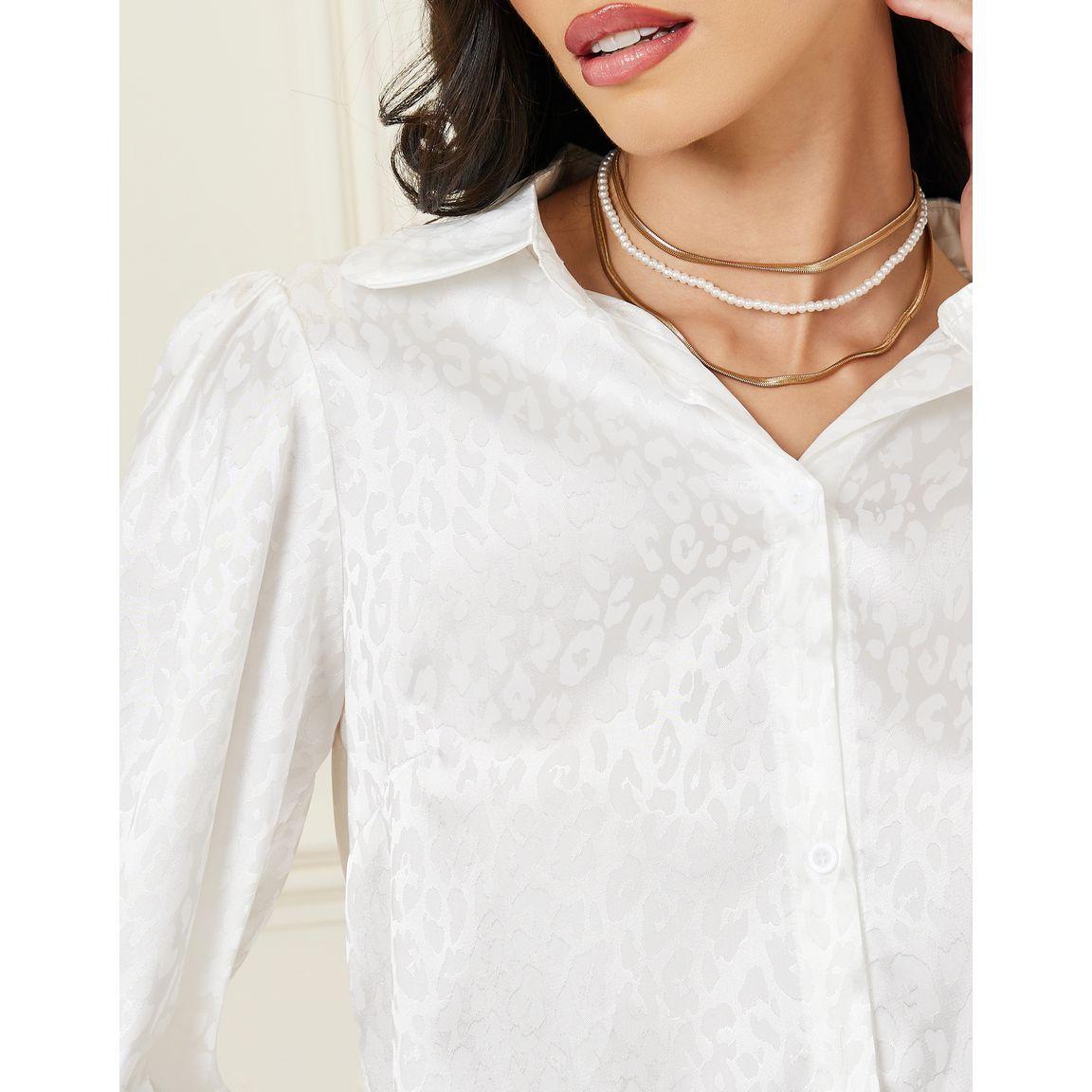 Styli Jacquard Satin Shirt with Bell Sleeve-women-clothing-shirtsandblouses-shirts-image-3