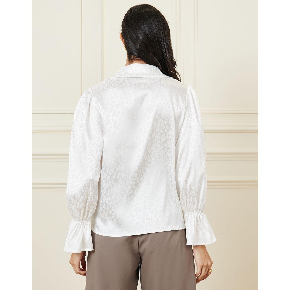 Styli Jacquard Satin Shirt with Bell Sleeve-women-clothing-shirtsandblouses-shirts-image-5