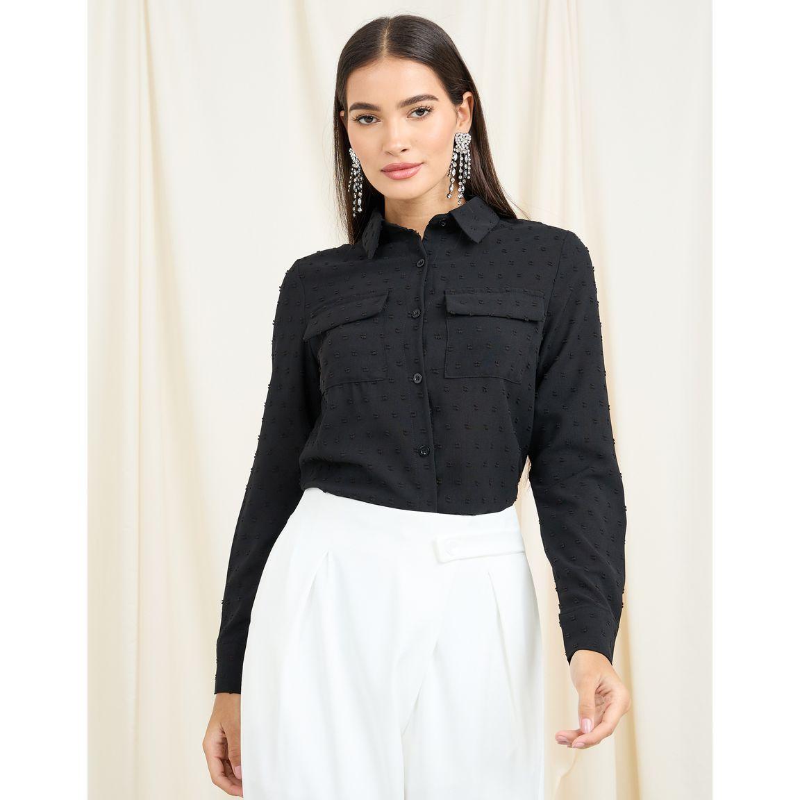 Styli Regular Fit Dobby Flap Pocket Detail Shirt-women-clothing-shirtsandblouses-shirts-image-1