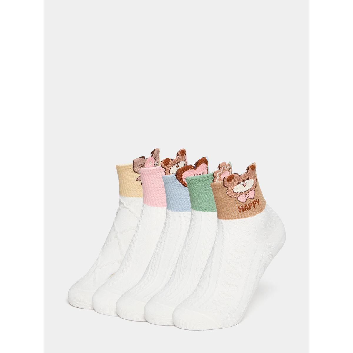 Styli Set of 5 - Teddy Printed Socks-women-socksandstockings-image-1