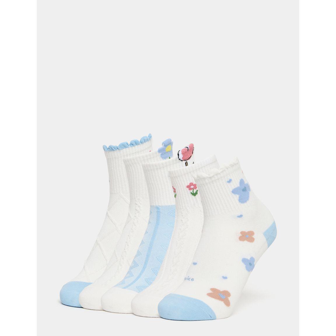 Styli Set of 5 - Floral Print Socks-women-socksandstockings-image-1
