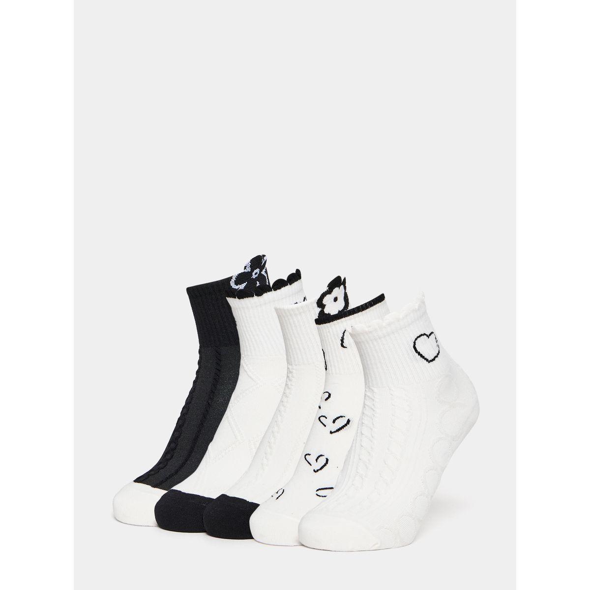 Styli Set of 5 - Flower and Heart Print Socks-women-socksandstockings-image-1