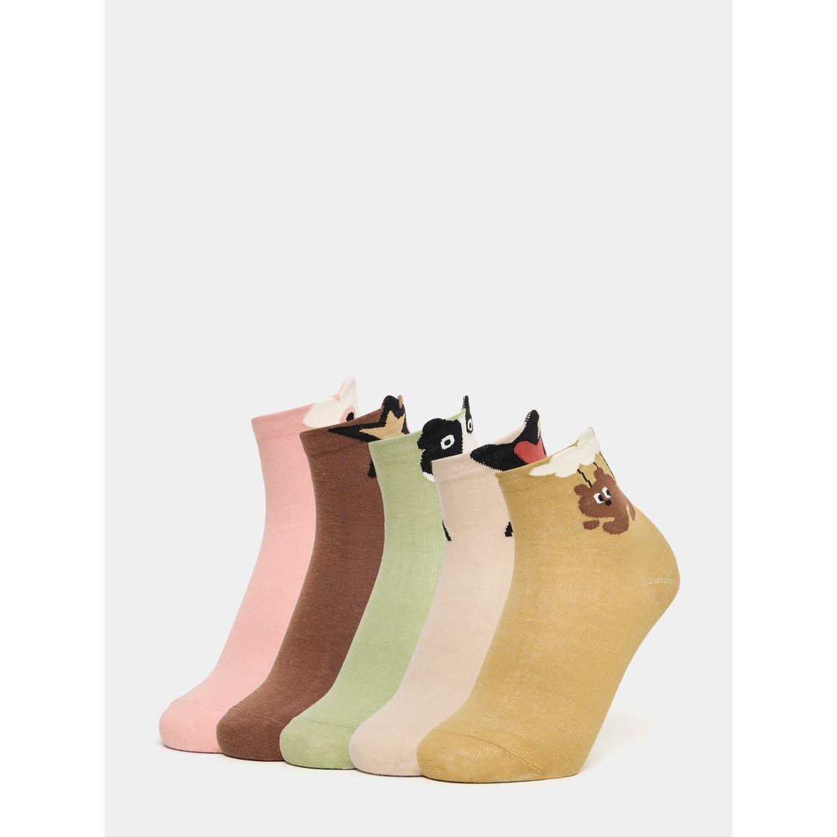 Styli Set of 5 - Dog Print Crew Socks-women-socksandstockings-image-1