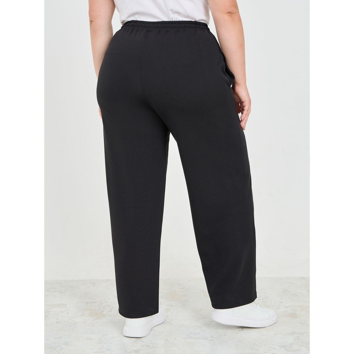 جوغر سادة بمقاس كبير مع أرجل واسعة وجيوب-women-clothing-bottoms-joggers-image-4