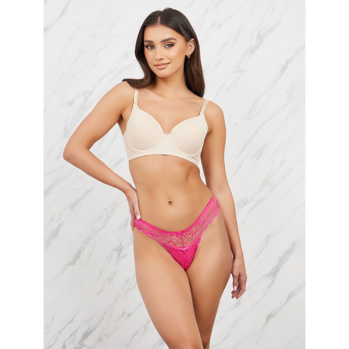 Styli Pack of 3 - Scallop Edge Lace All Over Lace Thong-women-clothing-lingerie-panties-image-2