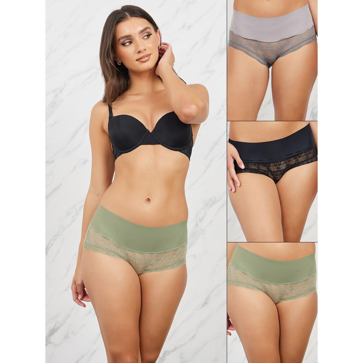 Styli Pack of 3 - Wide Waistband Scalloped Lace Brief-women-clothing-lingerie-panties-image-1