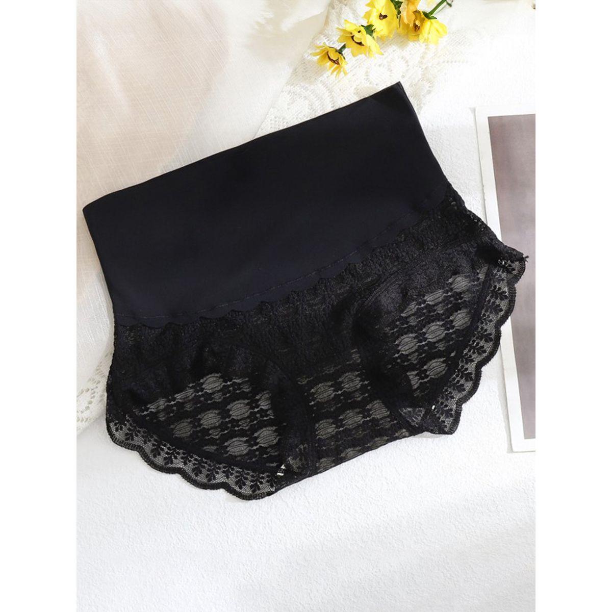 Styli Pack of 3 - Wide Waistband Scalloped Lace Brief-women-clothing-lingerie-panties-image-8