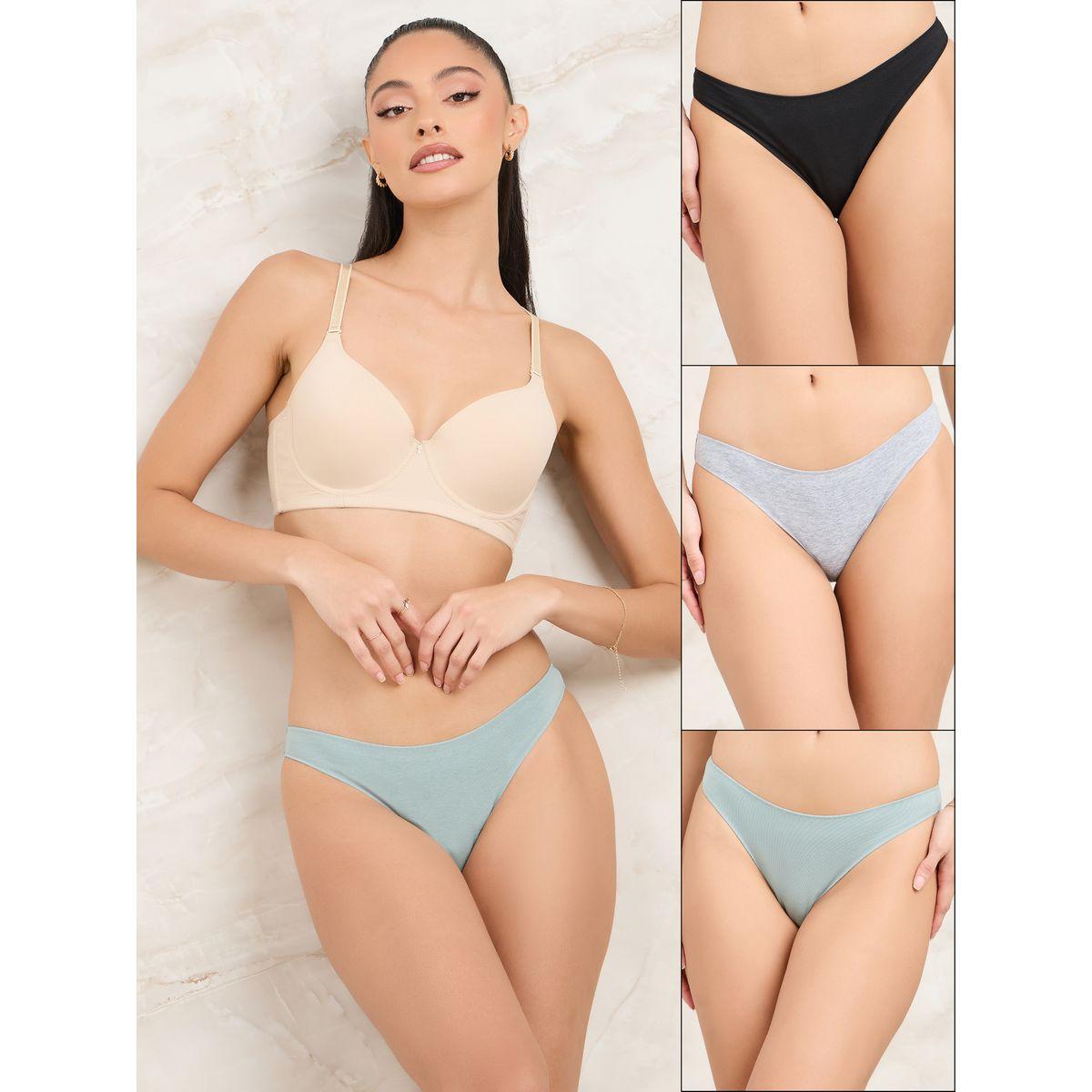 Styli Pack of 3 - Solid Cotton Brazilian Brief-women-clothing-lingerie-panties-image-1