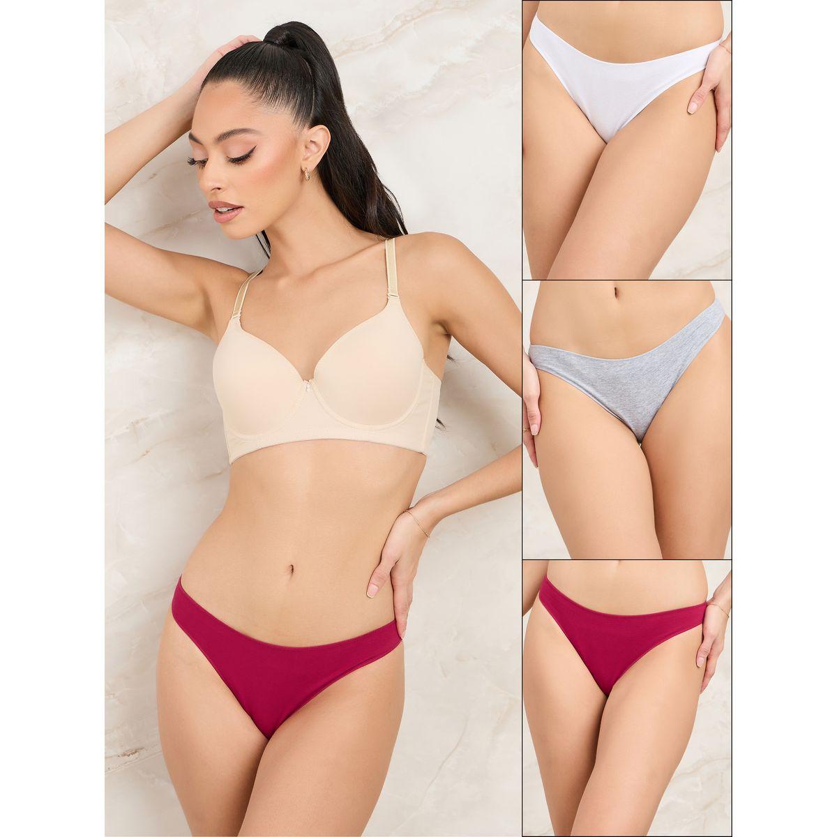 Styli Pack of 3 - Cotton Solid Brazilian Brief-women-clothing-lingerie-panties-image-1