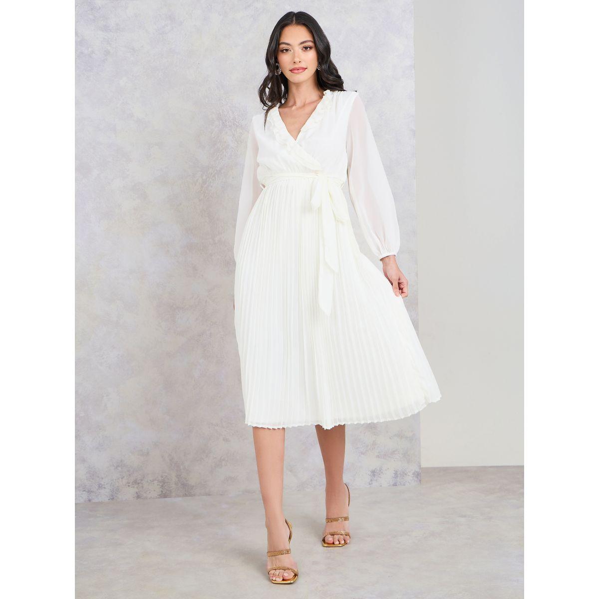فستان ميدي بنمط لف وكشكش-women-clothing-dresses-image-2
