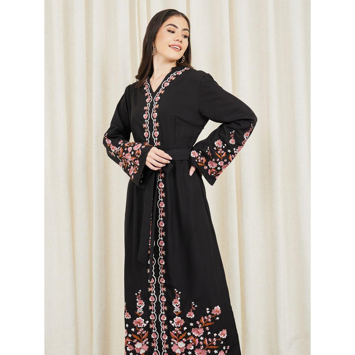 Styli Floral Embroidered Self Tie Up Maxi Dress-women-clothing-dresses-image-2