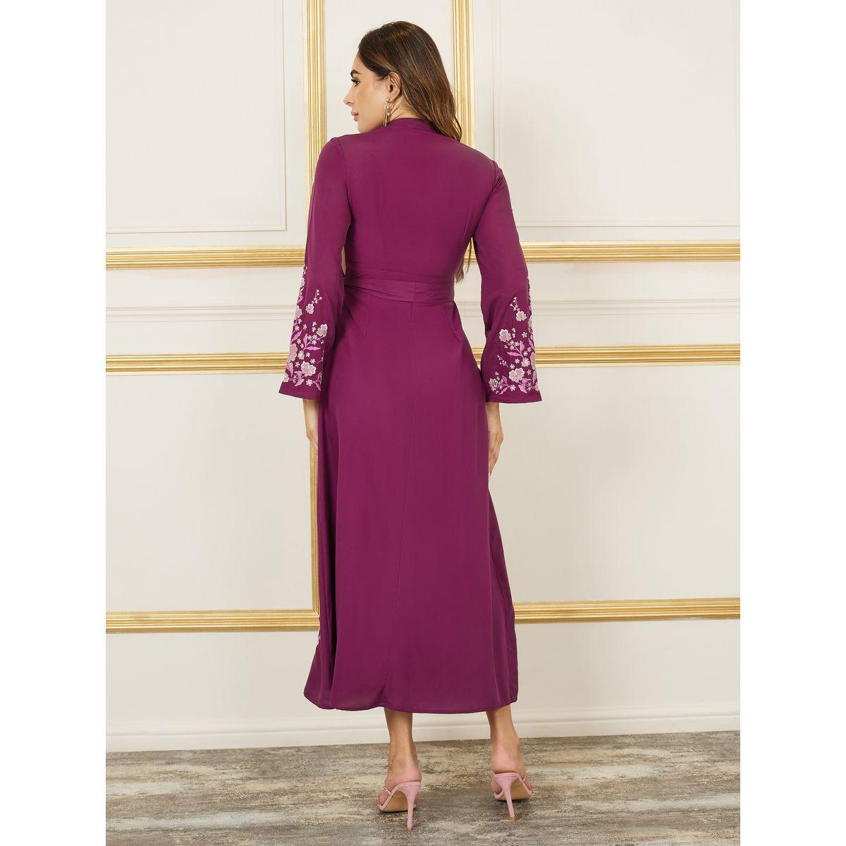 Styli Embroidered Self Tie Up Shift Maxi Dress-women-clothing-dresses-image-4