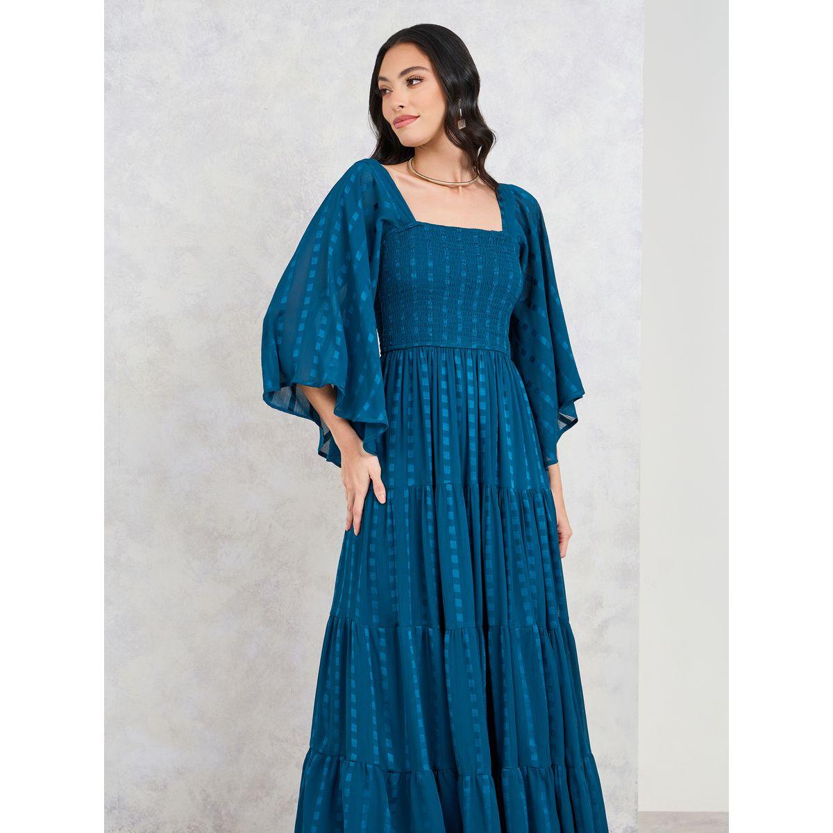 Styli Smocked Textured Tiered Maxi Dress-women-clothing-dresses-image-2