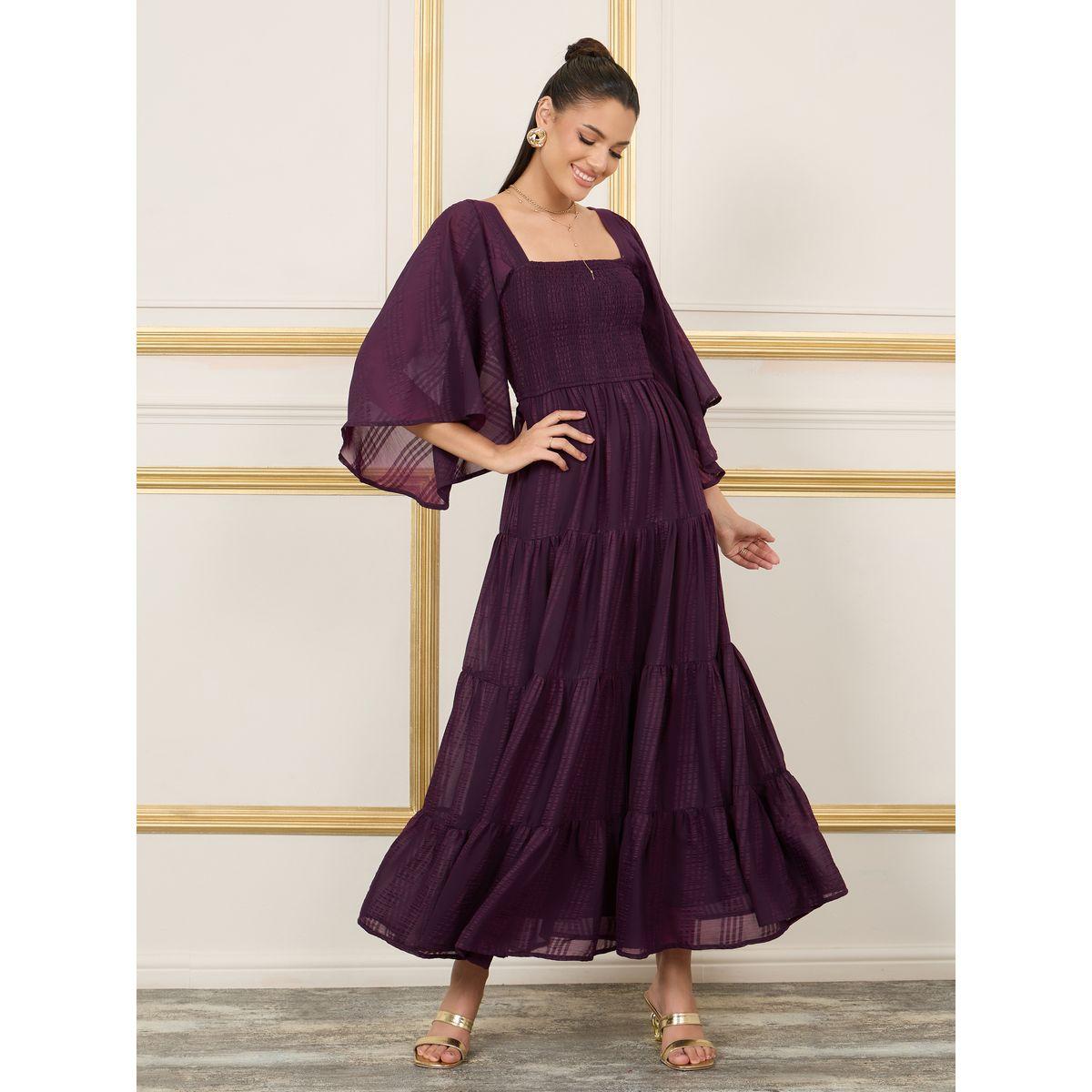 Styli Smocked Textured Tiered Maxi Dress-women-clothing-dresses-image-1