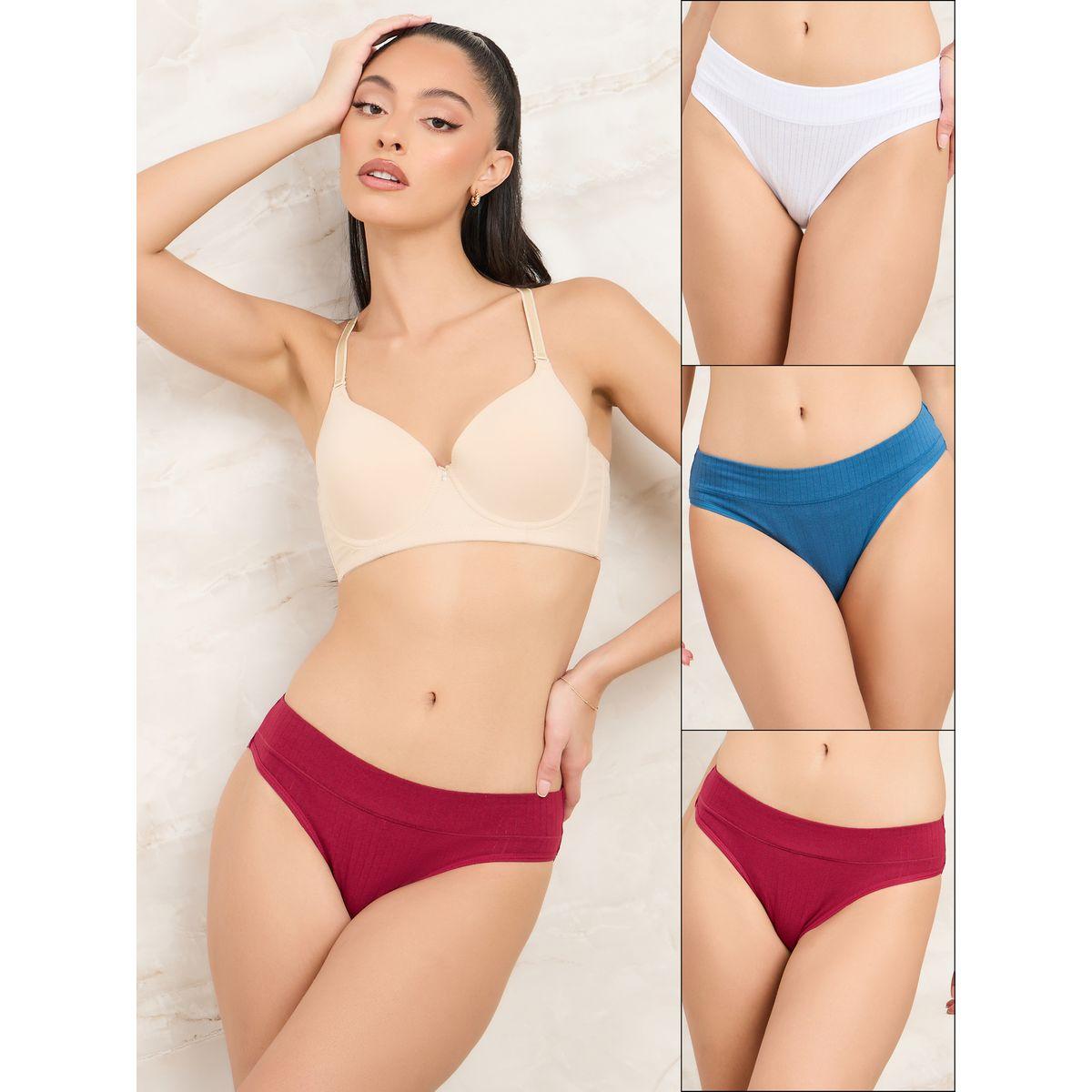 Styli Pack of 3 - Cotton Wide Waistband Ribbed Bikini-women-clothing-lingerie-panties-image-1