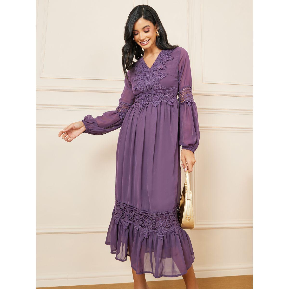 فستان ميدي بحافة كشكش-women-clothing-dresses-image-2
