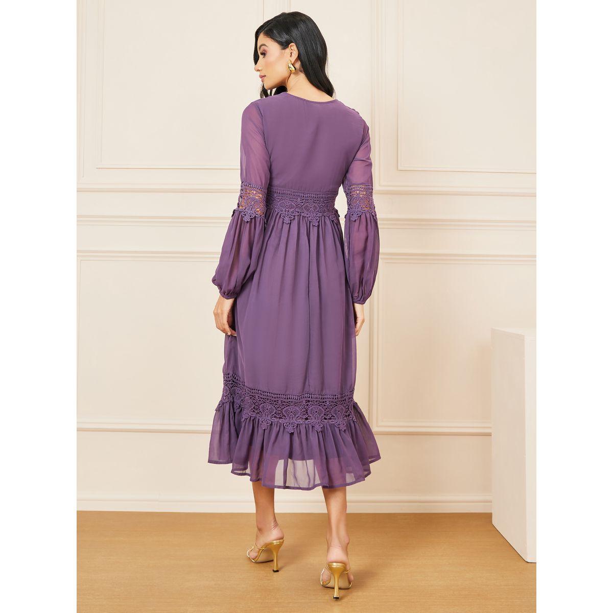 فستان ميدي بحافة كشكش-women-clothing-dresses-image-4