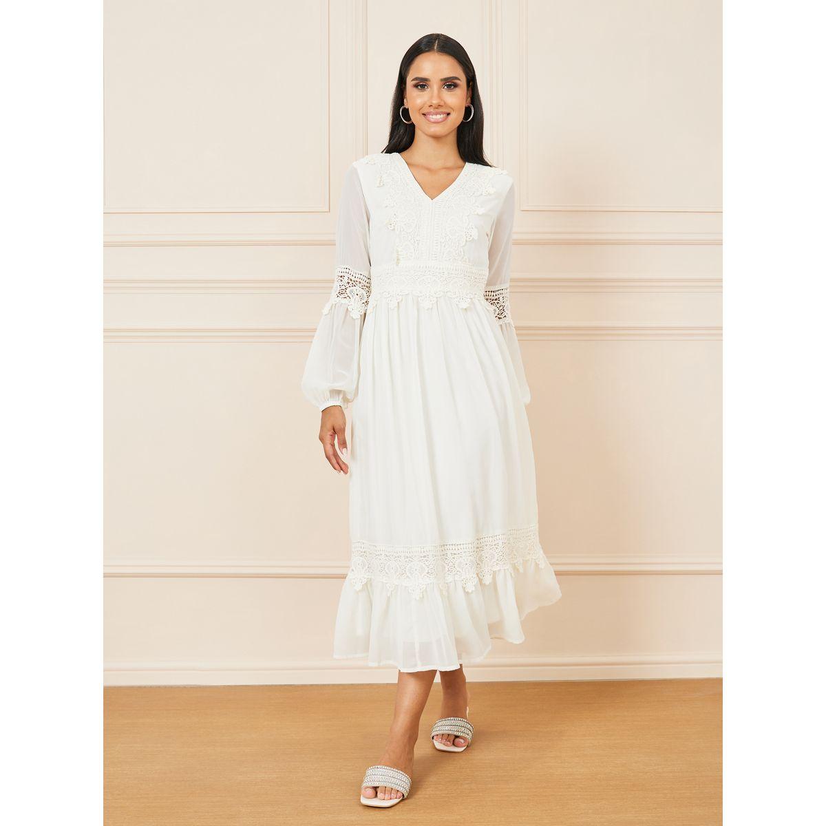Styli Embroidered Lace Ruffle Hem A-Line Midi Dress-women-clothing-dresses-image-1