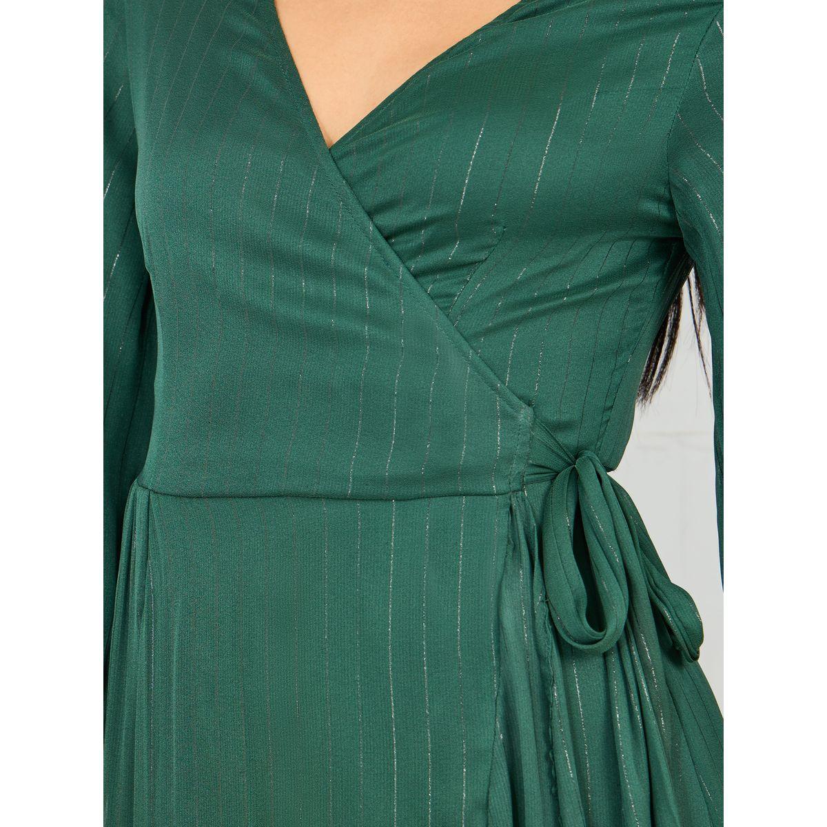 فستان طويل مخطط بنسيج لوريكس ونمط لف-women-clothing-dresses-image-3