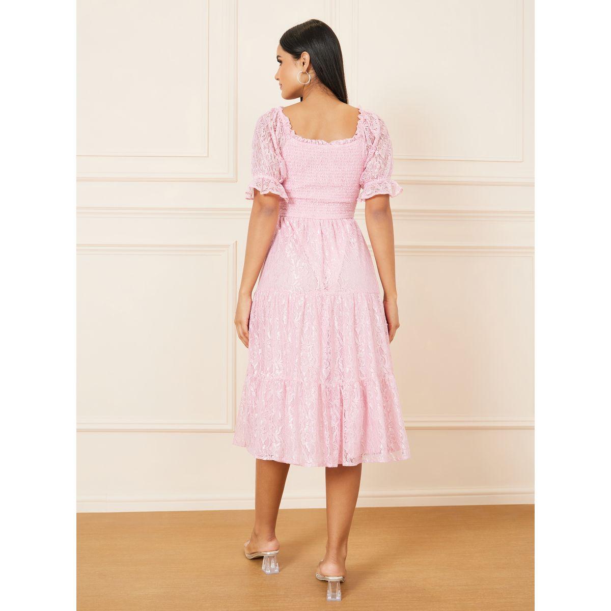 Styli Smocked Detail All Over Lace Tiered Midi Dress-women-clothing-dresses-image-4