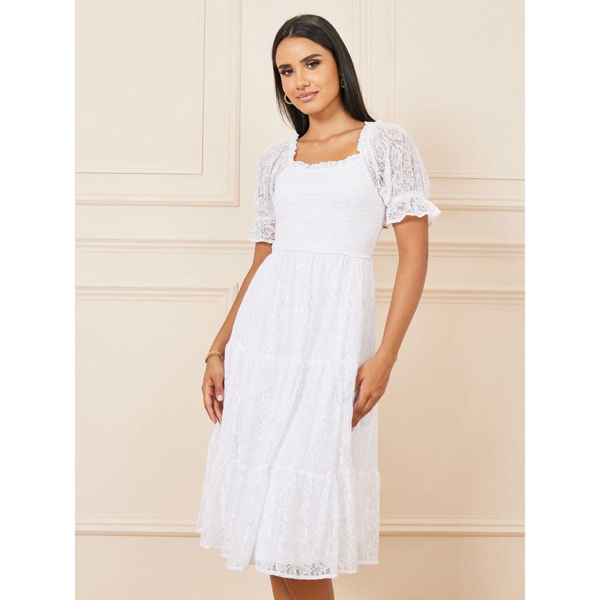 فستان ميدي بكسرات وتفاصيل دانتيل-women-clothing-dresses-image-2
