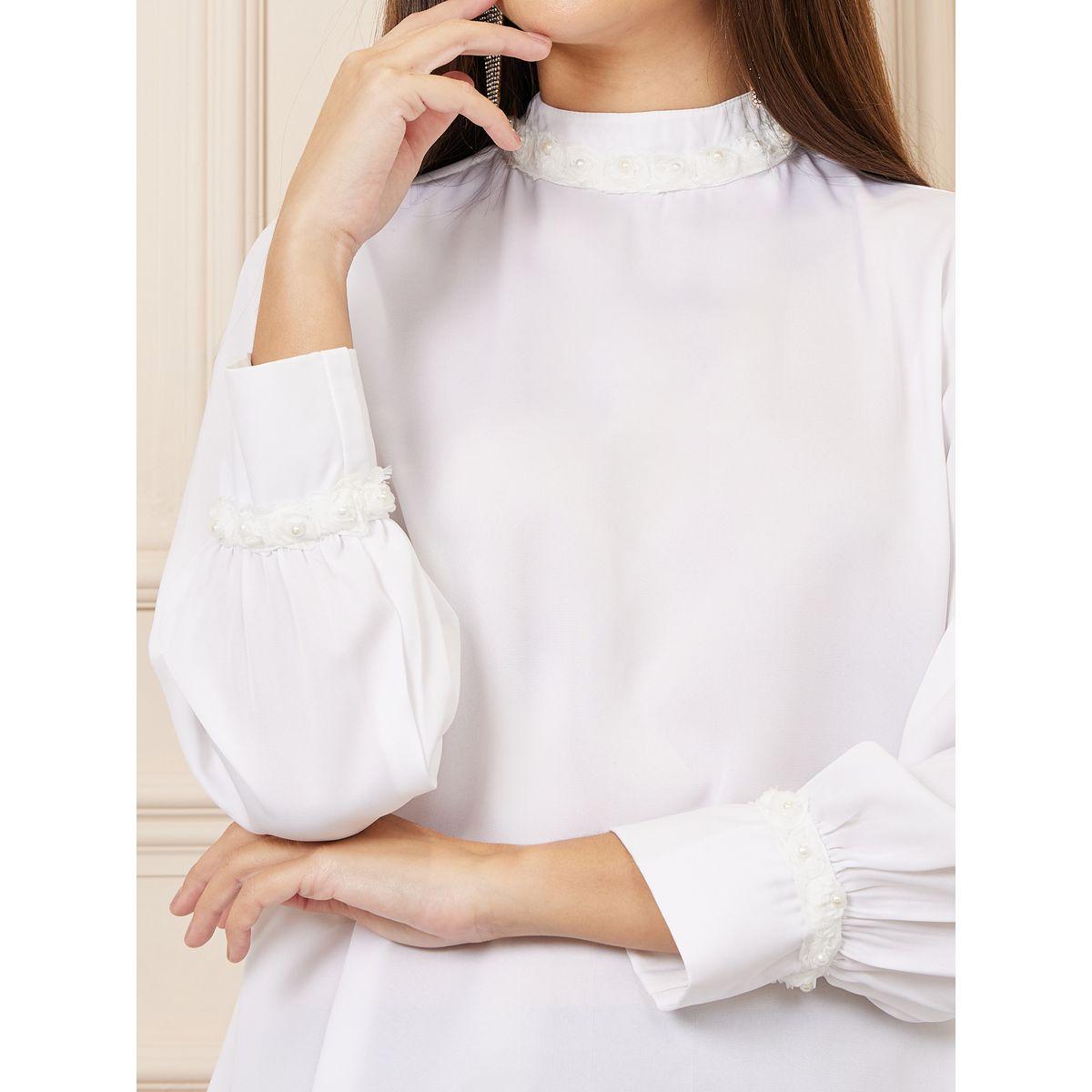 Styli Floral Applique High Neck Regular Fit Blouse-women-clothing-shirtsandblouses-blouses-image-3