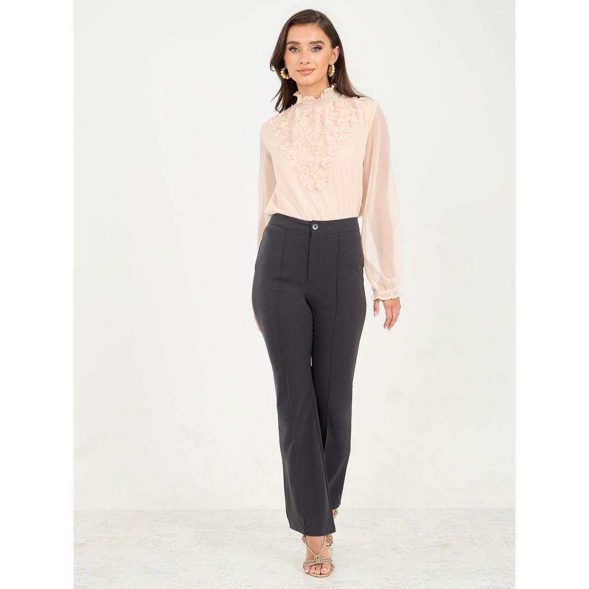Styli Floral Applique High Neck Regular Fit Blouse-women-clothing-shirtsandblouses-blouses-image-3