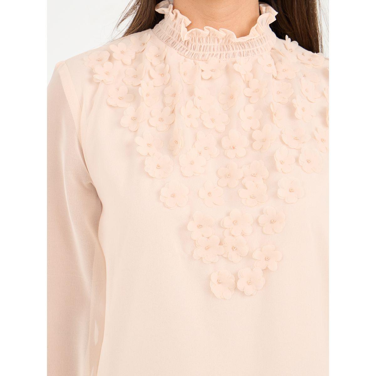 Styli Floral Applique High Neck Regular Fit Blouse-women-clothing-shirtsandblouses-blouses-image-4