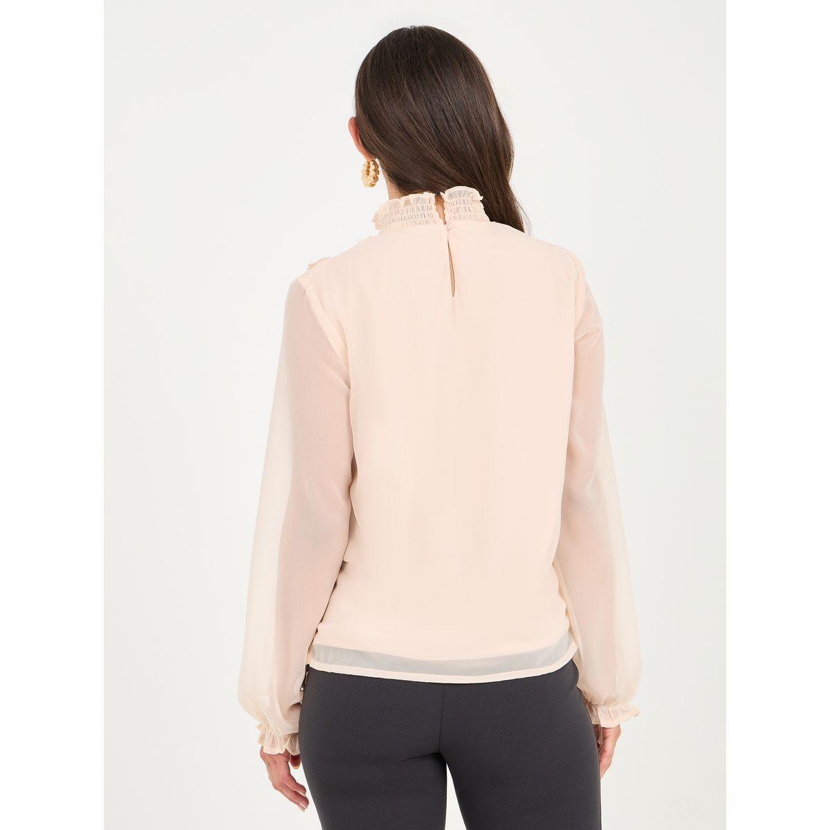 Styli Floral Applique High Neck Regular Fit Blouse-women-clothing-shirtsandblouses-blouses-image-5