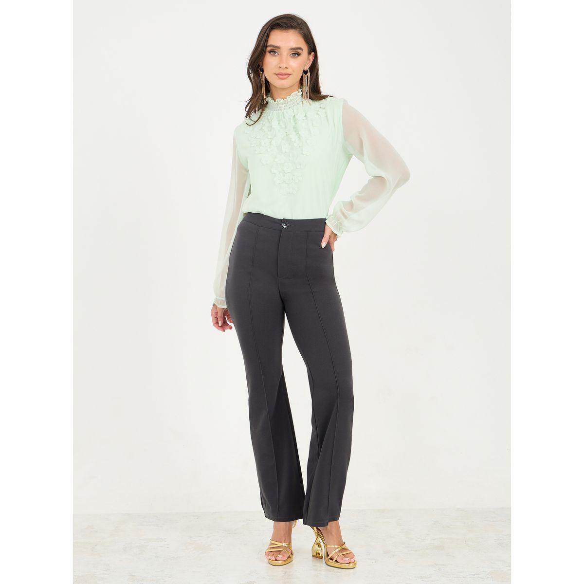Styli Floral Applique High Neck Regular Fit Blouse-women-clothing-shirtsandblouses-blouses-image-3