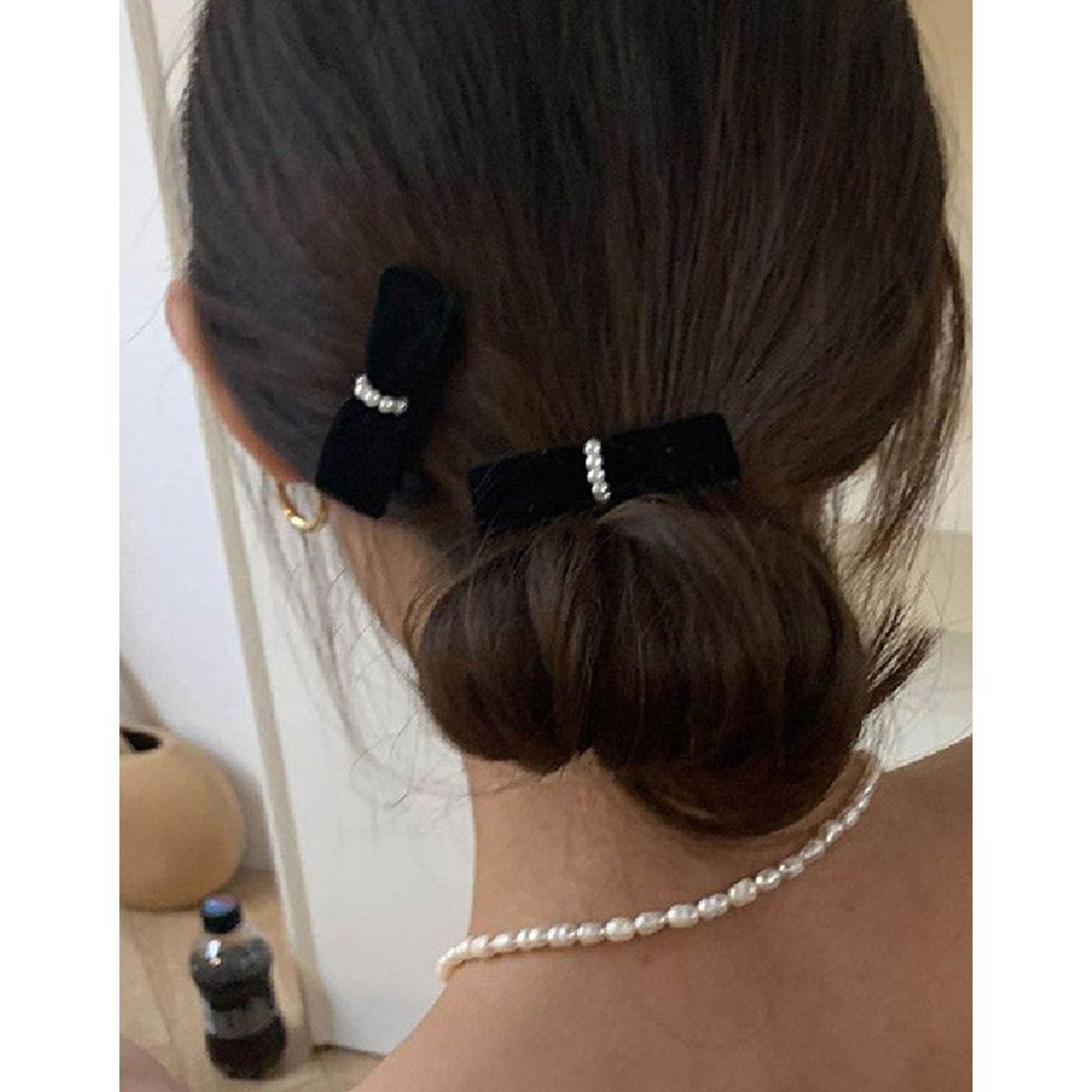 Styli Set of 2 - Textured Faux Pearl Bow Hair Pin-women-hairaccessories-hairpins-image-4
