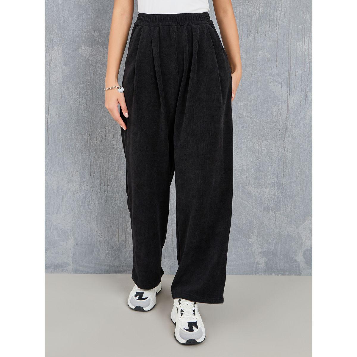 بنطال بقصة مريحة وخصر مطاطي-women-clothing-bottoms-trousers-image-1
