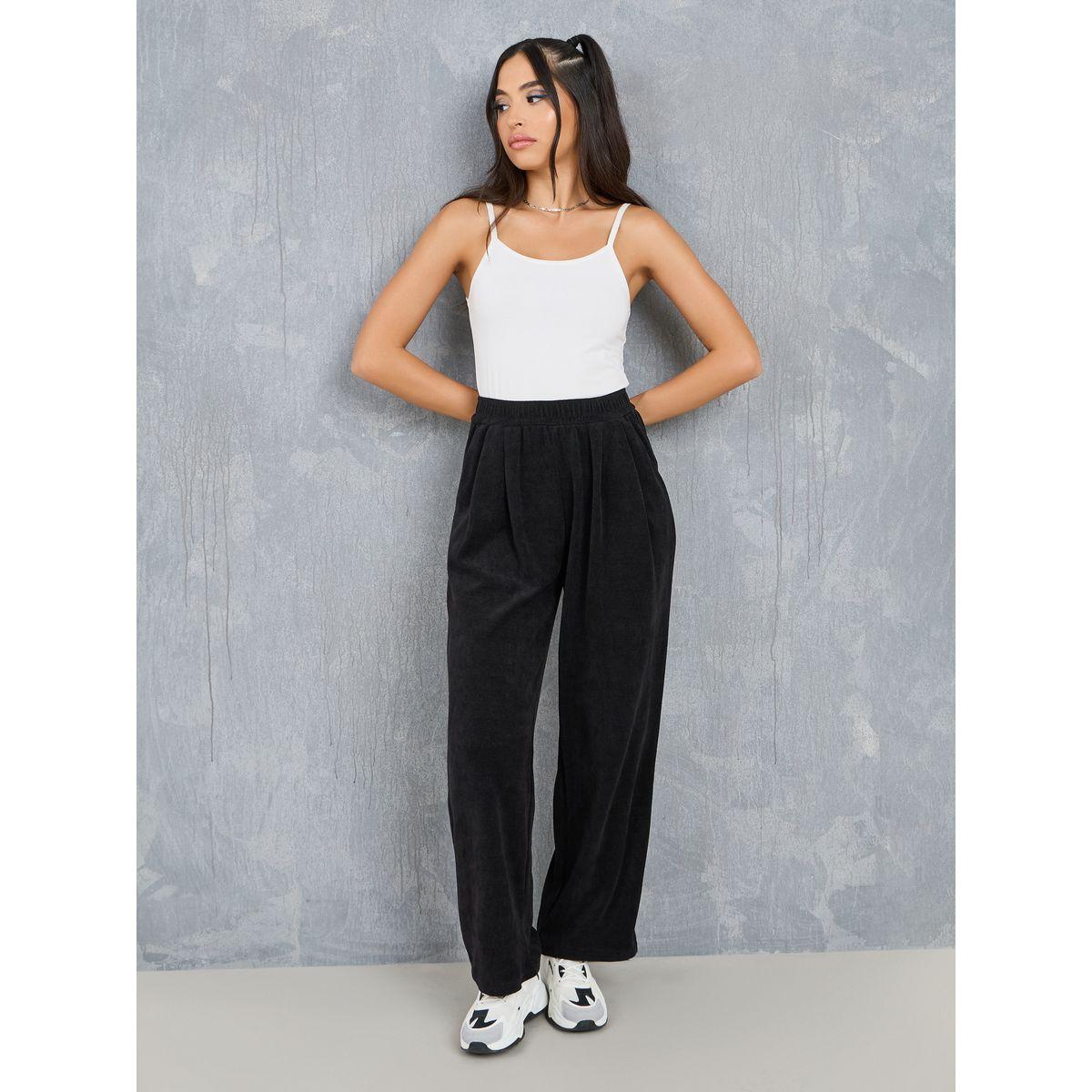 بنطال بقصة مريحة وخصر مطاطي-women-clothing-bottoms-trousers-image-2