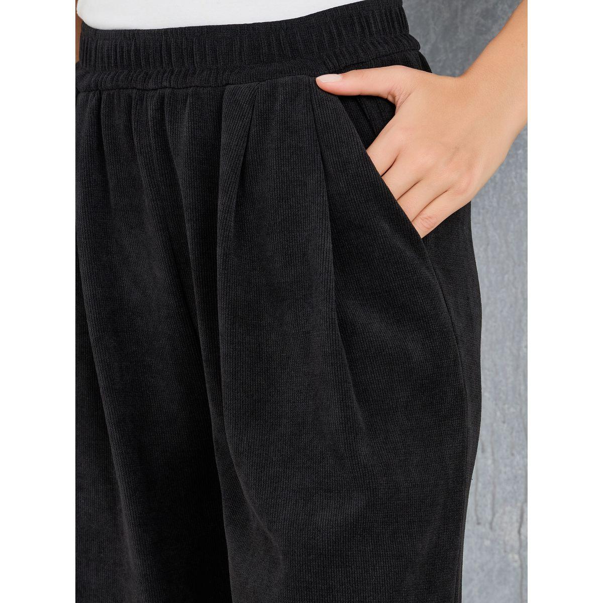 بنطال بقصة مريحة وخصر مطاطي-women-clothing-bottoms-trousers-image-3