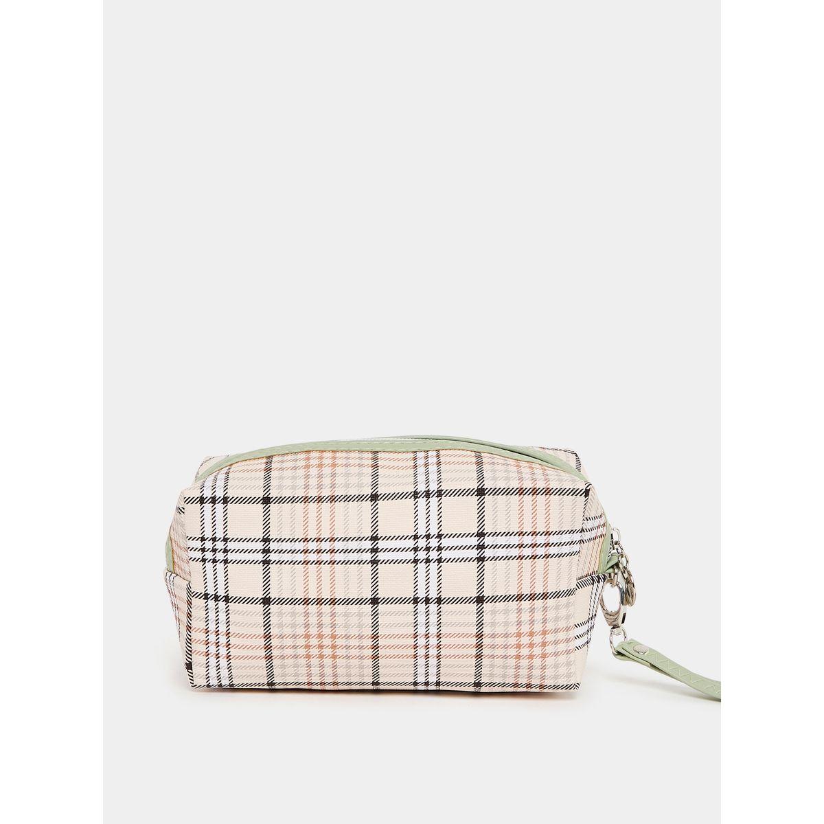 Styli Plaid Print Washbag with Zip Closure-travel-accessories-image-2