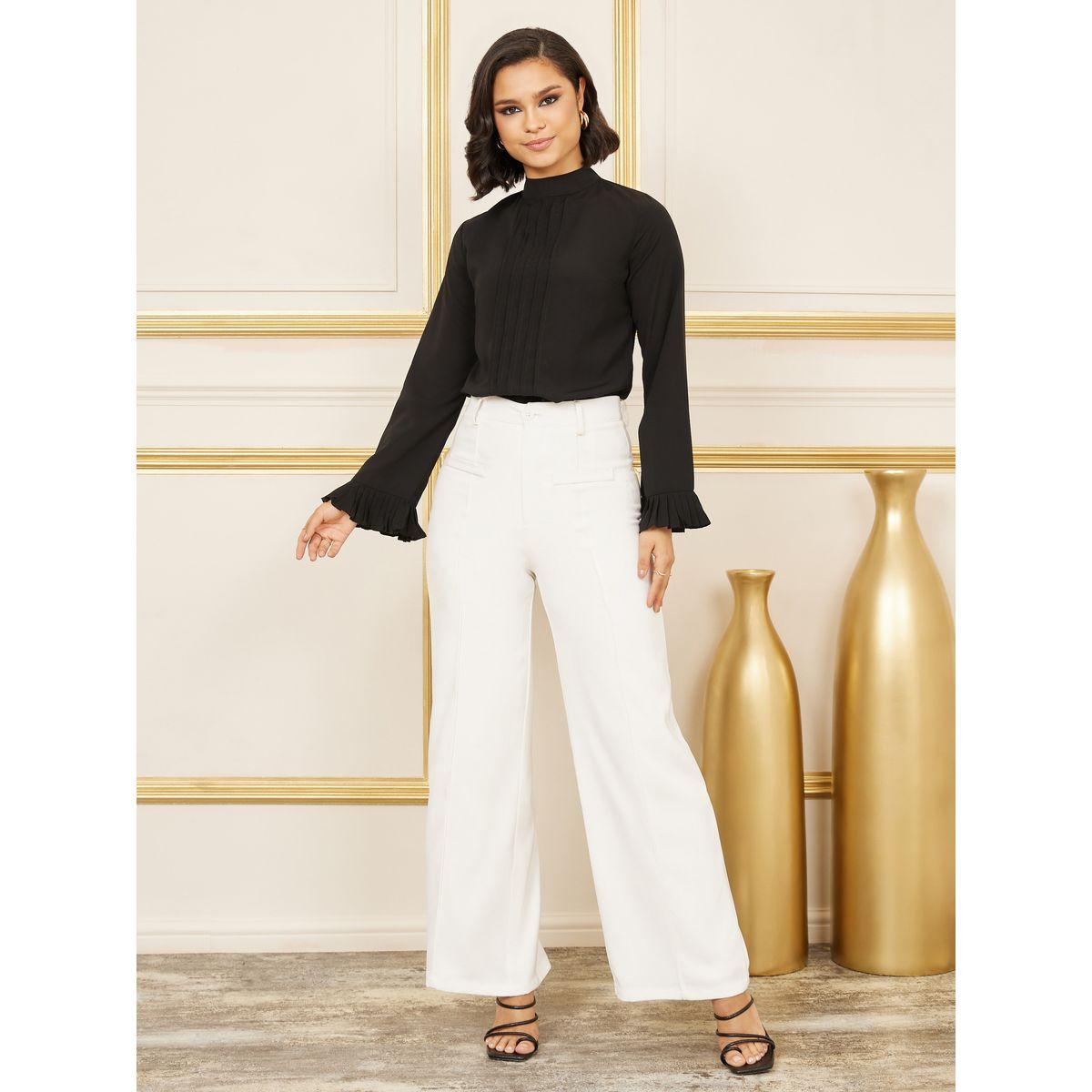 بلوزة بتفاصيل كسرات وياقة عالية-women-clothing-shirtsandblouses-blouses-image-3