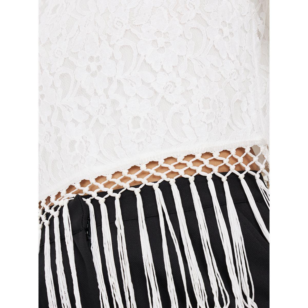 Styli All Over Lace High Neck Tassel Hem Blouse-women-clothing-shirtsandblouses-blouses-image-3