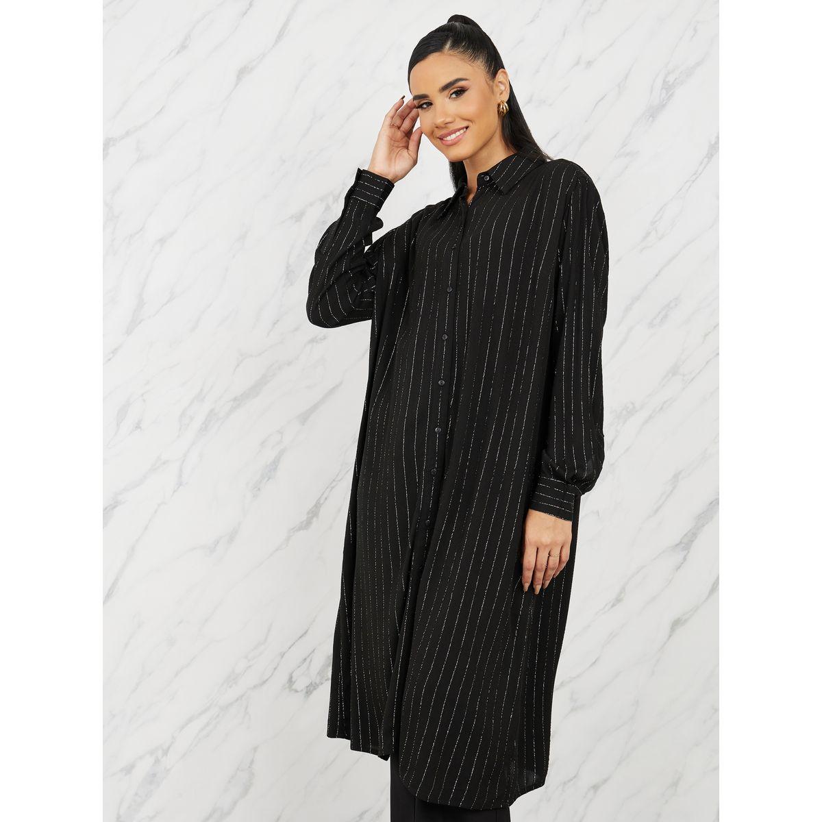 Styli Lurex Striped Longline Tunic Shirt-women-clothing-shirtsandblouses-shirts-image-2
