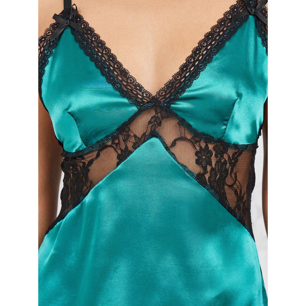 Styli Satin Lace Insert Slip Dress with Side Slit-women-clothing-lingerie-babydollsandbodysuits-image-2