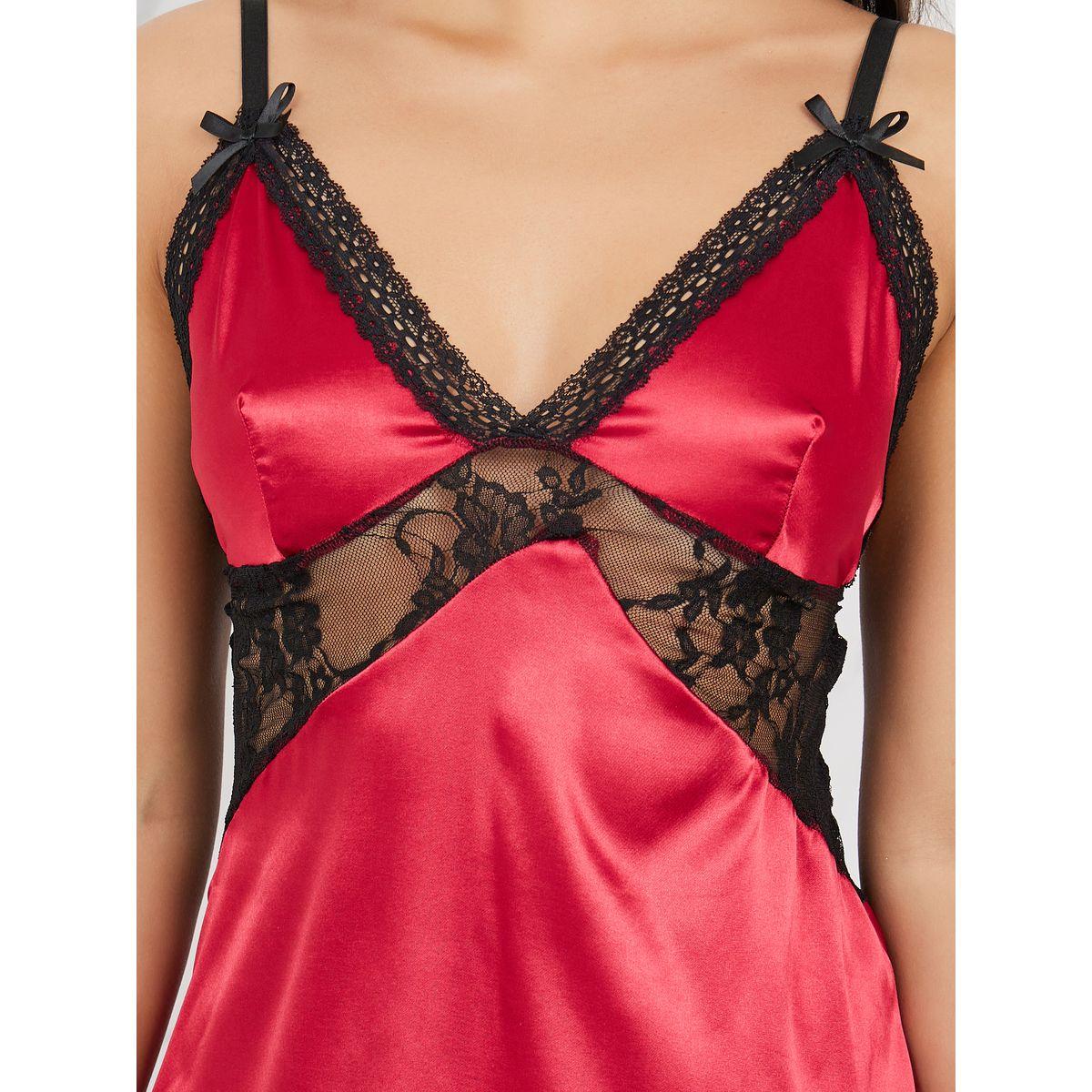 Styli Satin Lace Insert Slip Dress with Side Slit-women-clothing-lingerie-babydollsandbodysuits-image-3