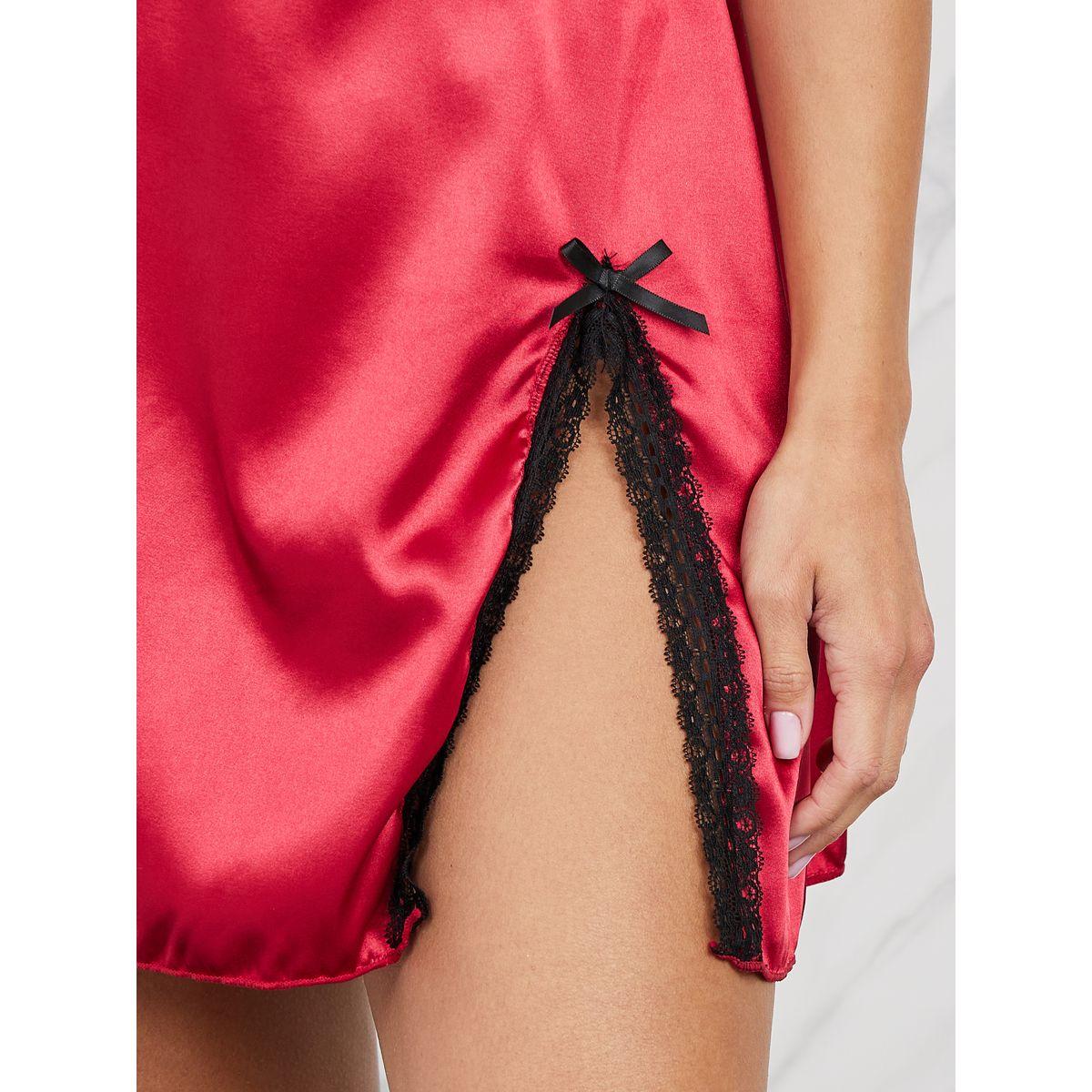 قميص نوم ساتان بتفاصيل دانتيل وشق جانبي-women-clothing-lingerie-babydollsandbodysuits-image-4