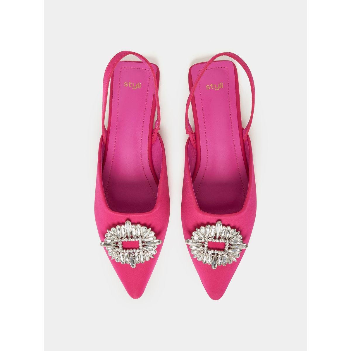 Styli Embellished Trim Sling Back Flat Sandals-women-shoes-sandals-flats-image-5