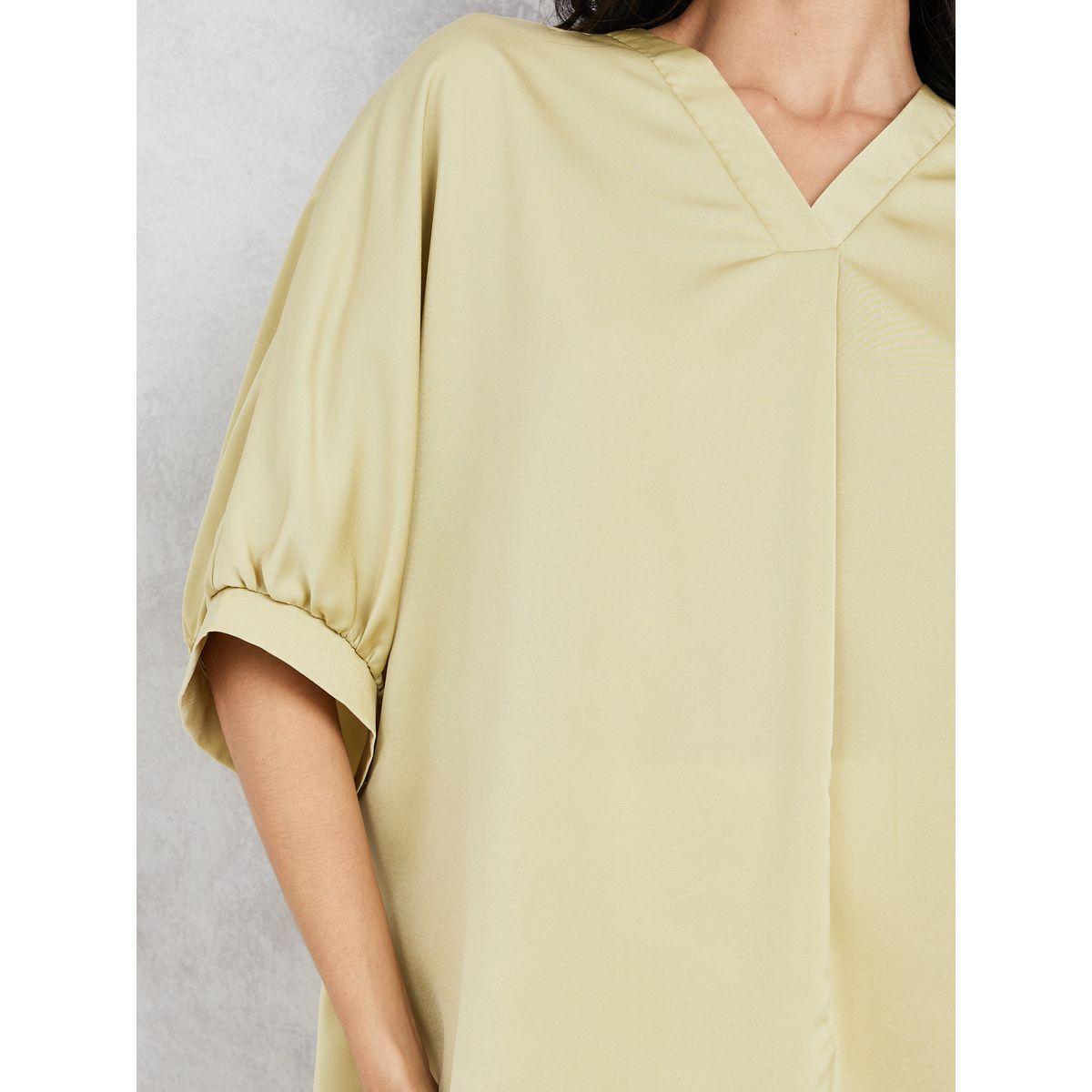 Styli Oversized V Neck Blouse with Half Sleeves-women-clothing-shirtsandblouses-blouses-image-3